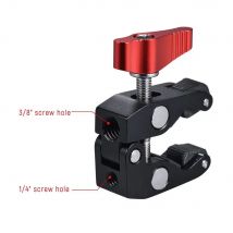 Metal Multi-function Ball Head Clamp Ball Mount Magic Arm Super Clamp w/ 1/4"-20 Thread for Camera Cage Rig Monitor/LED Lig