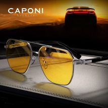 CAPONI Pilot Stil Sonnenbrille Männer Fahren Nachtsicht Acetat Gelb Sonnenbrille Mode Photochrome Braun Brillen BSYS24703