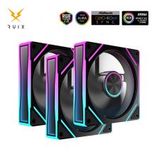 Ventole per involucro Ruix V8 120mm 5V 3Pin ARGB PWM Set di 3 pezzi Custodie da gioco per computer Ventola di raffreddamento Kit ventole SINCRONIZZAZIONE scheda madre