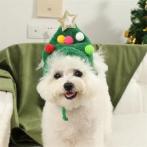 Haustier-Krawatte-Mütze im Weihnachtsstil, Weihnachtsbaum-Cosplay, geeignet für mittelgroße und große Hunde, niedliches Ohr freiliegendes Design, das warm hält