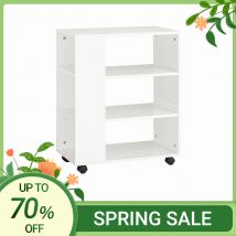 SoBuy FBT68-W tavolo stampante con 7 ripiani roll container carrello da ufficio carrello laterale carrello portadocumenti Bianco BHT ca. : 60x75x35 cm