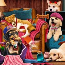 70*50cm Erwachsenen Papier Puzzles 1000pcs Welpen Traumhaus niedlichen Tier Stress abbau Kinder Unterhaltung Weihnachts geschenke