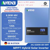 6 ​ .2KW Hybrid Solar Inverter 48V 230V Reine Sinus Welle MPPT Inverter Off/On Grid PV 500V 120A Solar Laderegler für PV Scheibe