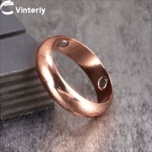 Vinterly Magnetringe aus reinem Kupfer für Damen und Herren, 6 mm, Gesundheitsenergie, Finger, offene Manschette, verstellbarer Schmuck, hoher Magnet, größenverstellbar