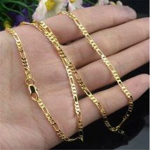 Exquisite Mode 18K vergoldete Halskette für Damen und Herren, Größe 16-30 Zoll, Schmuck, 4mm Figaro-Kettenhalsketten, Großhandel