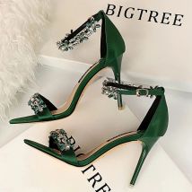 BIGTREE Schuhe Offene spitze Strass Sandalen Frauen 2026 Neue Designer Sexy High Heels Sandalen Weibliche Schuhe Sommer Sandalen Mit Hohen Absätzen