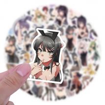 10/60 pezzi adesivi creativi Anime Bunny Girl cartoni animati fai da te casco per chitarra adesivi di bellezza per moto adesivi graffiti impermeabili