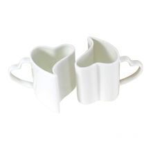 300ML, 2pcs/lot,  fine bone china lover thermal cup, novelty espresso cups, heart shaped mug,  wedding gift, white porcelain cup