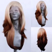 AIMEYA Blonde Wurzeln Ombre Braune Spitzeperücke 613 Farbige Lace-Front-Perücken für schwarze Frauen Natürliche Kunsthaar-Perücken für den täglichen Gebrauch
