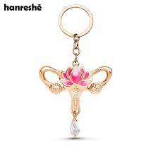 Hanreshe medizinische Anatomie weibliche Gebärmutter Schlüssel bund kreative Lotus Kristall baumeln Anhänger Schlüssel anhänger Schmuck für Frauen Krankens ch wester Arzt