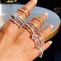 Neue Zwei Ton Farbe Vier-Ring Hypoallergen Kupfer Zirkon Multi Stück Stapeln Eternity Band Ringe Mode Frauen Finger schmuck