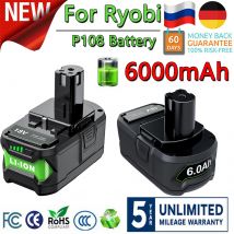 6,0 Ah 18V Li-Ionen-Akku für Ryobi One p108 p107 p122 p104 p105 p102 p103 p109 rb18l25 rb18l40 Akku-Bohrer