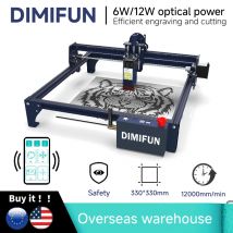 DIMIFUN DM6 Incisore laser compatto 6W/12W per progetti CNC a diodi per la lavorazione del legno - Taglierina per luce blu con controllo offline WiFi