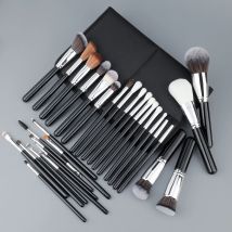 30-teiliges professionelles Make-up-Pinsel-Set mit tragbarer Aufbewahrungstasche, schwarzen und weißen Borsten, erfüllen die Make-up-Bedürfnisse vollständig