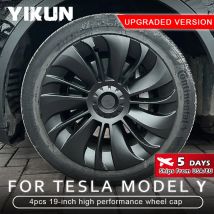 4PCS Coprimozzo Auto Copriruota di Ricambio 19 Pollici Prestazioni Coprimozzo Automobile Copertura Completa Accessori per Tesla Modello Y 2023 2024