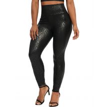 Sexy PU Leder Hosen Frauen Elastische Hohe Taille Hüfte Push-Up Schwarz Sexy Weibliche Leggings Jegging Beiläufige Dünne Bleistift Hosen Leopard