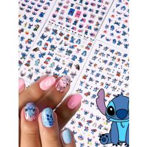 1sheet 3D Mini Stitch Cartoon Nail Stickers Cute Various Actions Angel Stitch Nail Decal Sliders Stitch Anime Nail Art Accessory
