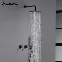 Bad Dusch system Niederschlag Dusche Wasserhahn Set schwarz Mischbatterie Luxus matt heiß kalt mit Messing Umlenker Hochdruck