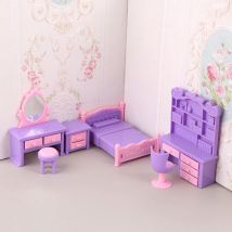 6 teile/satz antike Puppenhaus Miniatur Schreibtischs tuhl Schmink tisch Nachttisch Bett möbel Modell Dekor Spielzeug Puppenhaus Zubehör