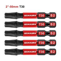 Geinxurn 2 Zoll Impact Tough Magnetic Power Bit Set (T30), Torx Head Power Bits, S2 Alloy Steel Star T30 Schraubendreher Bits Set