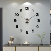 Große Wanduhr Quarz 3D DIY große Uhr dekorative Küchenuhren Acryl Spiegel Aufkleber übergroße Wanduhren Home Letter Decor