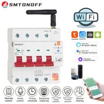 Tuya Smart WiFi RS485 4P MCB Breaker Prepaid Meter Timer Switch Voltage Current Protector Voice Control Alexa Google Alice
