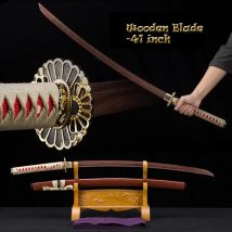 Hochwertiges Samurai-Katana, Holzschwert, praktisches Trainingsschwert, 02 KT, Rot Schwarz, Zinklegierung Tsuba, Dekor, kann individuell angepasst werden