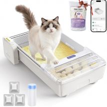 Lettiera per gatti aperta UBPET Robotail C32 XXL - Sistema autopulente e a prova di perdite, adatto per gatti da 1,5-10 kg