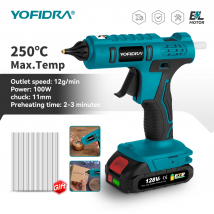 YOFIDRA 100 W 260 °   Heißer Kleber Pistole Elektrische Mini Kleber Pistolen Reparatur Power Tool Mit 10 stücke 11MM Kleber Sticks Für Makita Batterie pin