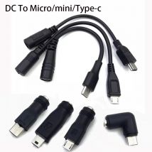 DC5.5*2.1MM To Type-c Mini Micro usb 5pin male Female Power adapter Converter For Phone Charging Type-c Cable T Port Plug