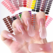 DIY Gel Nagel Aufkleber Ausgehärtete-freie Langlebige Einfarbig Nagel Streifen Patch Slider Aufkleber Volle Abdeckung Aufkleber Nagel maniküre Patch