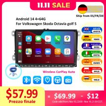 ESSGOO Android 14 Autoradio Per Volkswagen Passat b6 b7 golf 5 6 Polo Jetta Skoda Auto Lettore Multimediale GPS WiFi RDS Carplay