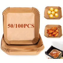 50/100pcs Luft fritte use Einweg papier Pergament Holz zellstoff Dampfer Käsekuchen Luft fritte use Zubehör Back papier für Luft fritte use