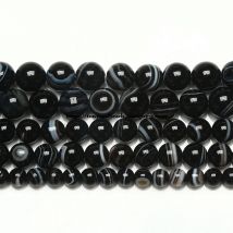 Natural Stone AAAA Quality Black Sardonyx Agate Round Loose Beads 6 8 10 12MM Pick Size For Jewelry Making
