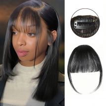 Synthetische Clip In Fringe Bangs Kurze Gerade Schwarz Air Bangs Haarverlängerung Haar Für Frauen Falsche Bang Haarteil