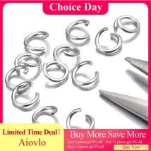 200 unids/lote 3/4/5/6/7/8/10mm accesorios de joyería DIY de acero inoxidable anillos de salto abiertos de un solo bucle y anillo dividido para fabricación de joyas
