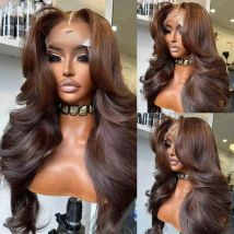 200 Dichte 13 x 6 schokoladenbraune Körperwellen-Lace-Front-Perücken 13 x 4 HD transparente Lace-Front-Perücken für Frauen, kastanienbraun gefärbt