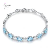Aquamarine Bracelets 925 Sterling Silver Sky Blue Gemstone Bracelet For Student Birthday Gift Fine Jewelry Wholesale