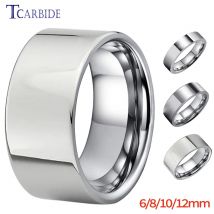 6/8/10/12MM Herren Damen Ewigkeitsring Klassischer Wolfram-Ehering mit Rohrschliff und polierter Oberfläche, Hervorragende Verarbeitung, Komfortabler Sitz