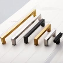 Black Cabinet Handle Square Furniture Hardware Stainless Steel Kitchen Door Knobs Cupboard Wardrobe Drawer Pulls