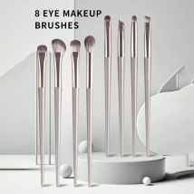 Set di pennelli per trucco occhi portatili champagne argento, 8 pezzi/confezione