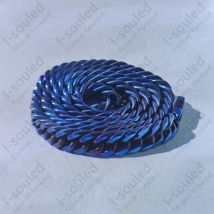 9,5 mm Doppelter Bordstein-Kettenhalskette aus reinem Titan für Männer, brennender blauer Rock-Stil, rostet nie und antiallergisch, hypoallergen