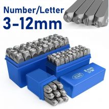 Timbro in acciaio legato con numero e lettera da 3-12 mm con scatola di immagazzinaggio Set di punzoni in metallo temprato artigianale in pelle goffratura strumento di intaglio fatto a mano