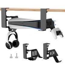 Unter dem Tisch hängender Halter für PS5 und PS5 Slim Spielekonsole Ständer Halterung Kopfhörer Gamepad Desktop Game Controller Organizer