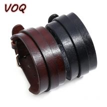 VOQ Punk Doppelschicht Design Manschette Bangel Armband Breites Lederarmband Verstellbares Armband Männer Schmuck Großhandel Pulseras