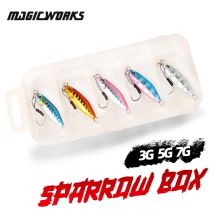 Magic Works Köder zum Angeln, Metall-Jig-Packung, 3 g, 5 g, 7 g, 5 Stück Box, Micro Jigs, künstlicher Köder, Köder-Set, Bass-Jigging-Sets, gefälschter Fisch