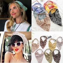 Damen Bandana Vintage Bohemia Damen Bandana Haarband Schal Print Vintage Dreieck Turban Elastisches Stirnband für Damen Kopftuch