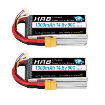 Batteria Lipo HRB 4S 14,8 V 1300 mAh da 1/2 pezzi per quadricottero RC, elicottero, barca, auto, aereo