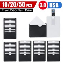 10/20/50 unids/lote impresión gratuita Logo tarjeta de crédito USB 3,0 unidad Flash 128GB capacidad Real memoria USB Stick Pen Drive regalo de boda