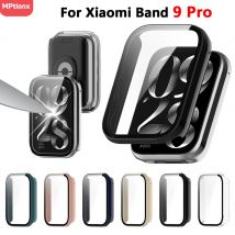 Gehärtetes Glas + Hülle für Xiaomi Band 9 Pro Smartband, kratzfester Filmrahmen, Stoßstangenschutzhülle für MI Band 9 Zubehör